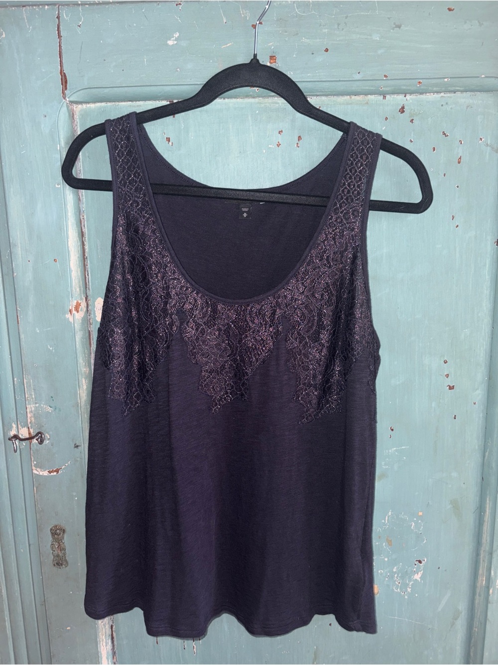 Express Black Lace-Trim Tank Top